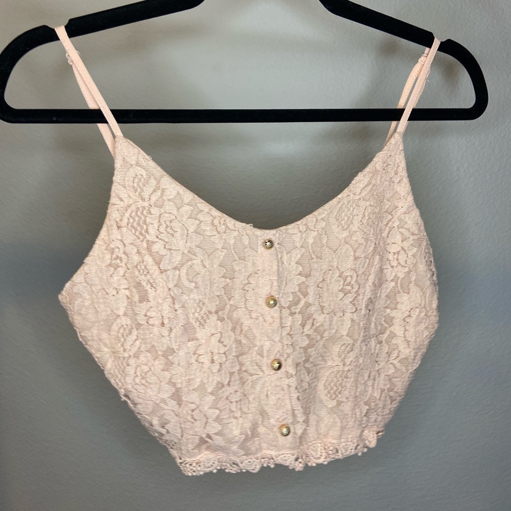 Pink Lace Crop Top